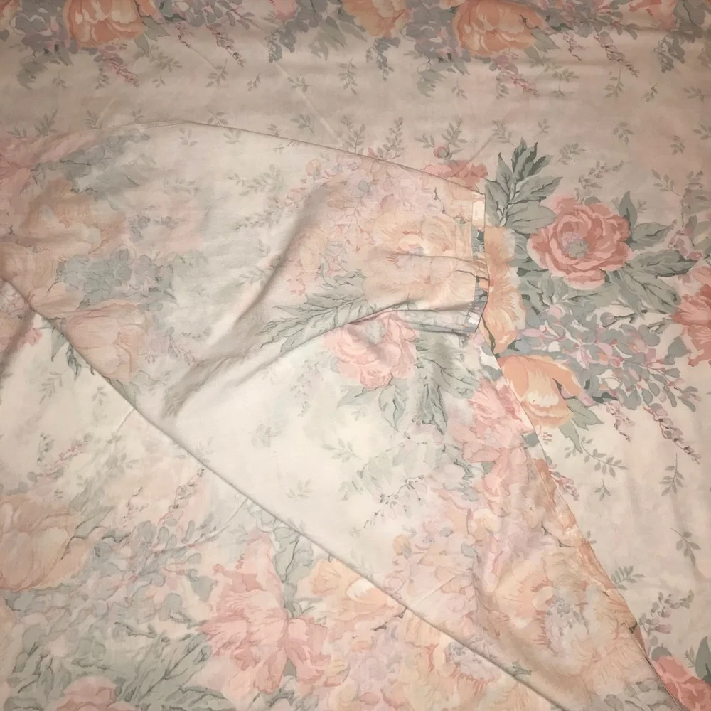 Vintage Cannon Full Size Floral Flat Sheet No Iron